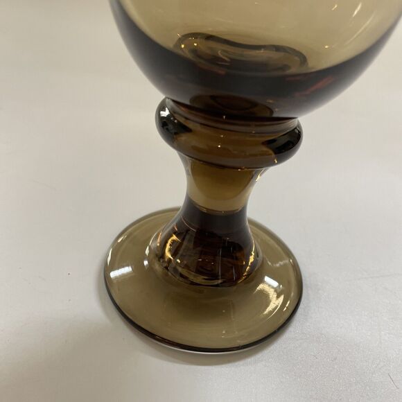 Vintage Set of 3 Libbey Sango Nova Brown Stemmed Glass Water‎ Goblets Wine - Picture 4 of 8